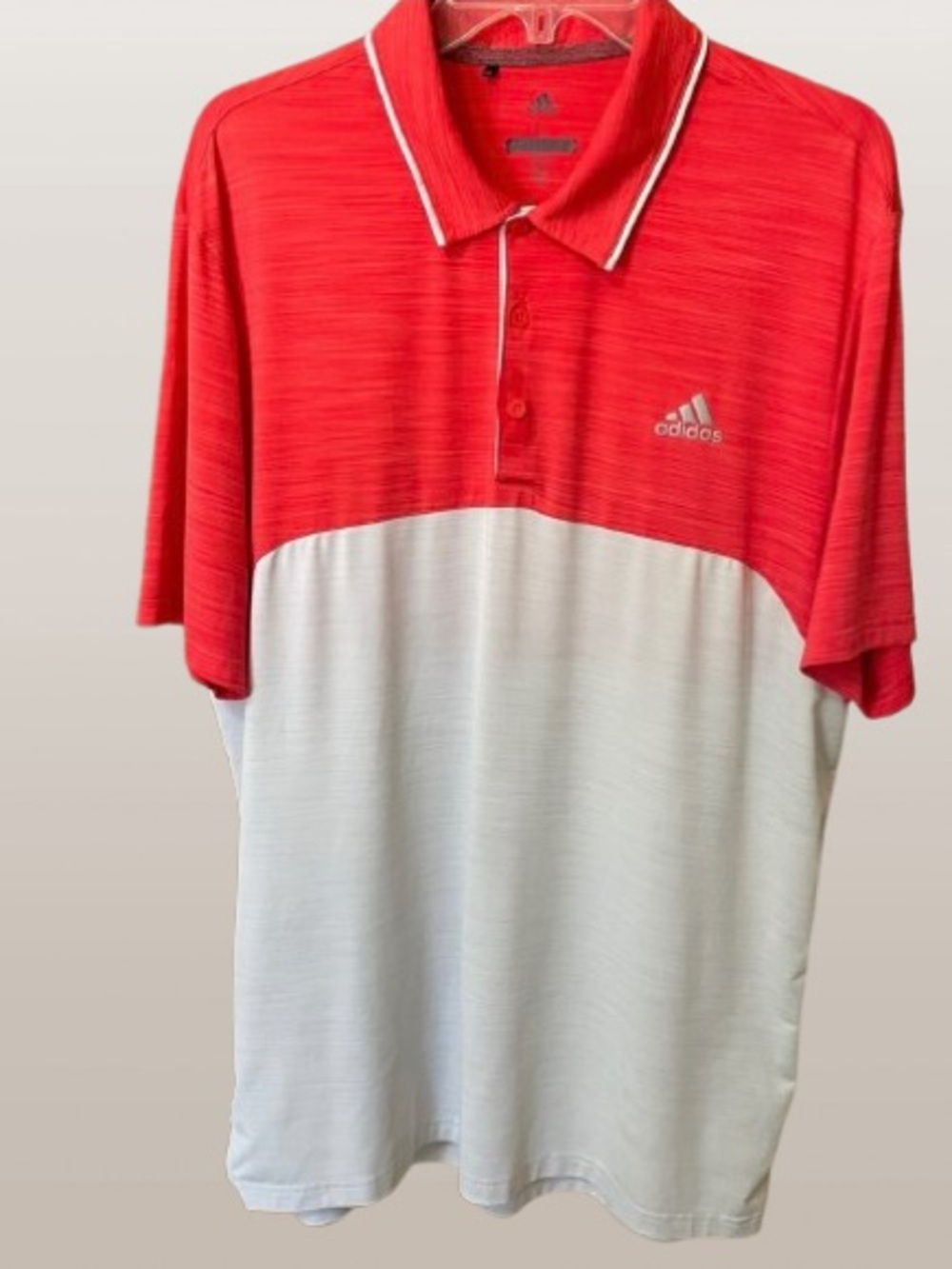 Adidas Golf Red & White Colorblock Polo Shirt Men's Large